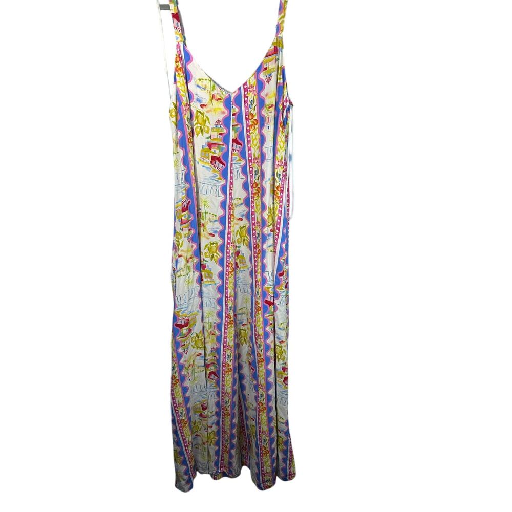 Label Of Love Raine spaghetti strap maxi dress tropical peonie print small